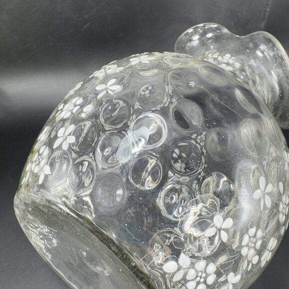 Antique Enameled Glass Pitcher Jug Hand Blown Optic Dot Manganese 365nm Green UV - Picture 13 of 16